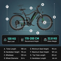 Hitway BK9S 720Wh 26×4.0 Inch Fat Tires Electric Bike