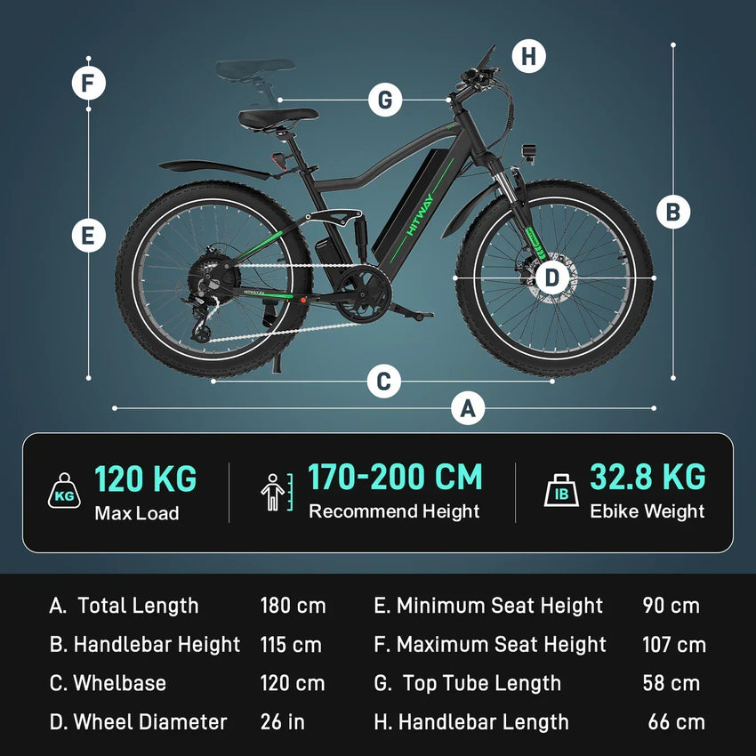 Hitway BK9S 720Wh 26×4.0 Inch Fat Tires Electric Bike